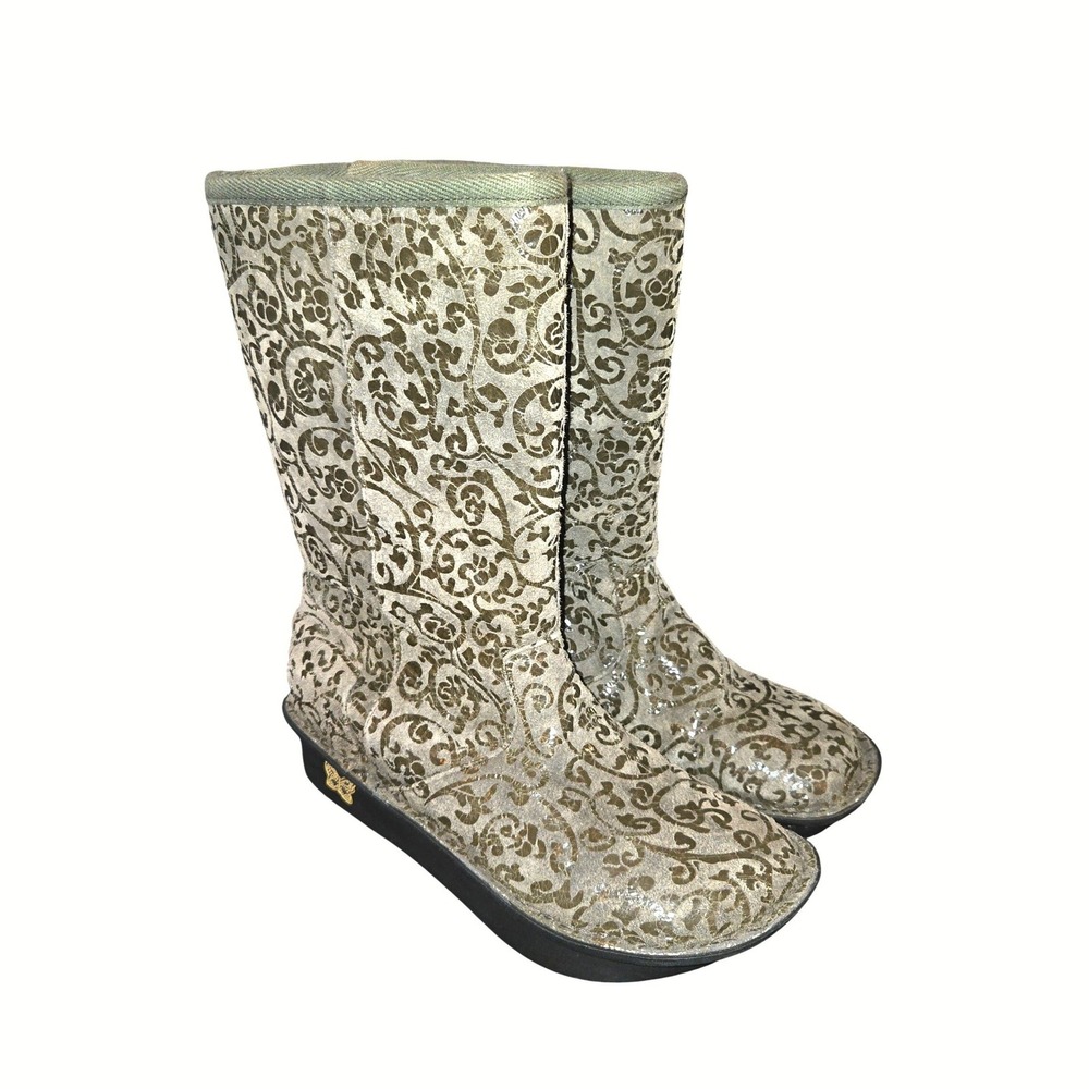 Alegria SED-922 Mid Calf Boots Women EU35/US5-5.5 Damask Leather Shearling Lined